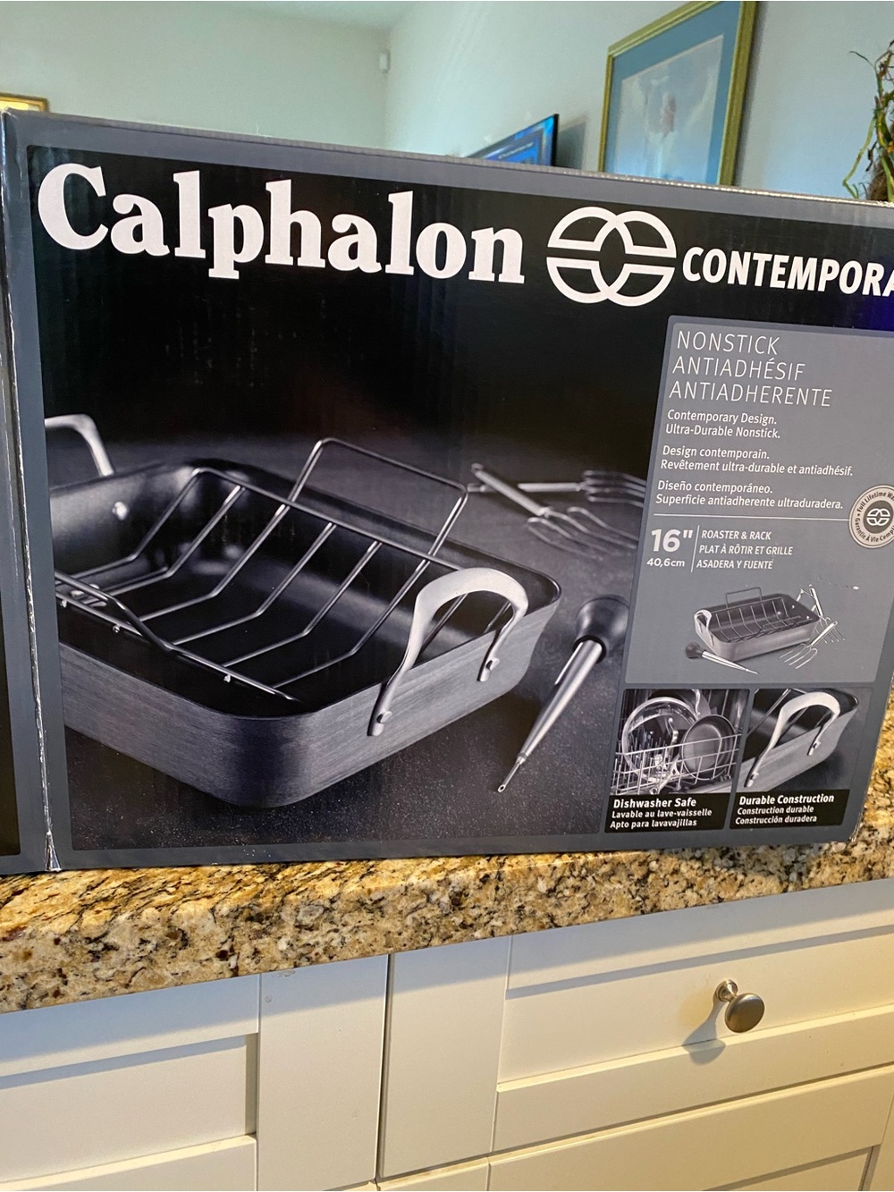 Calphalon Black and Silver Roasting Pan with Rack and Utensils - Picture 2 of 2